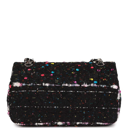 Chanel Medium Classic Double Flap Multicolor Tweed Silver Hardware