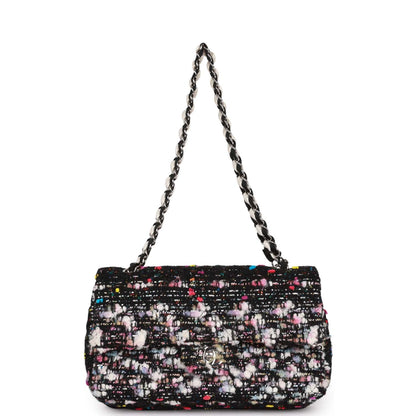 Chanel Medium Classic Double Flap Multicolor Tweed Silver Hardware
