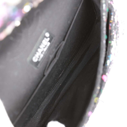 Chanel Medium Classic Double Flap Multicolor Tweed Silver Hardware