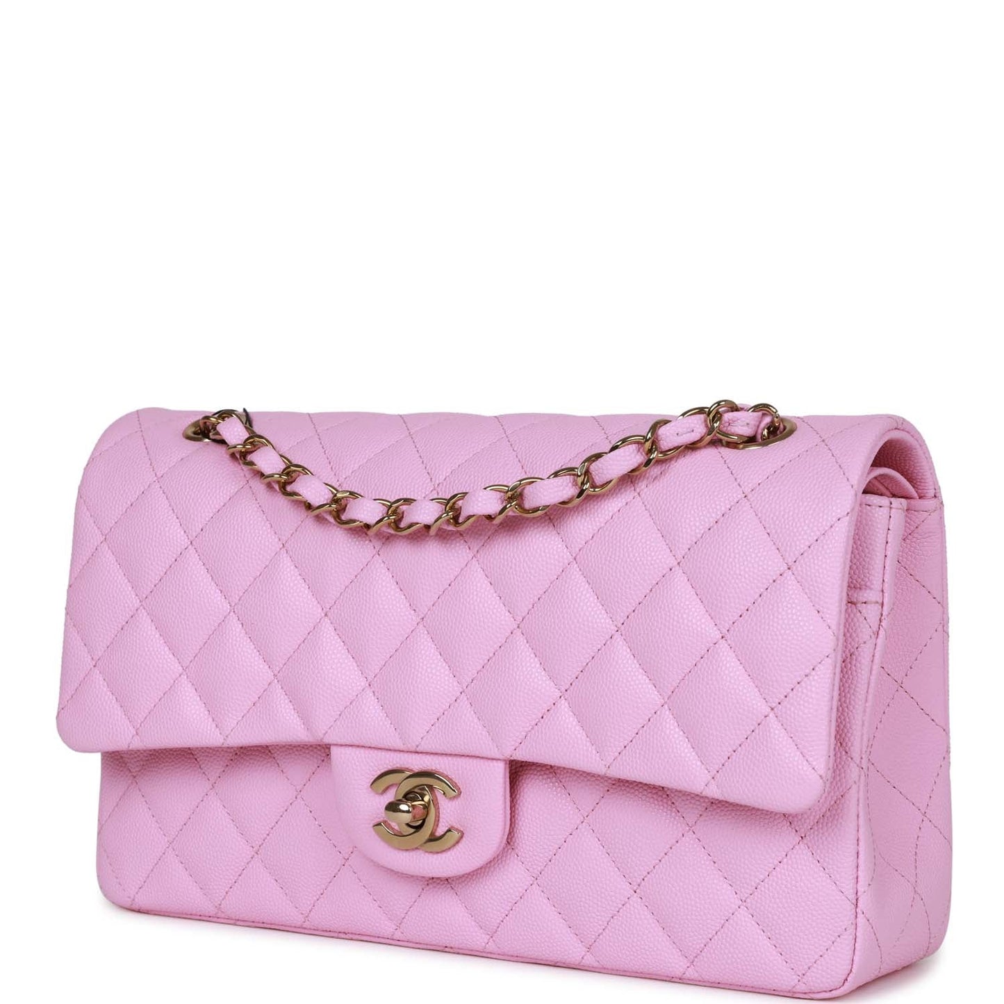 Chanel Medium Classic Double Flap Bag Lilac Caviar Gold Hardware