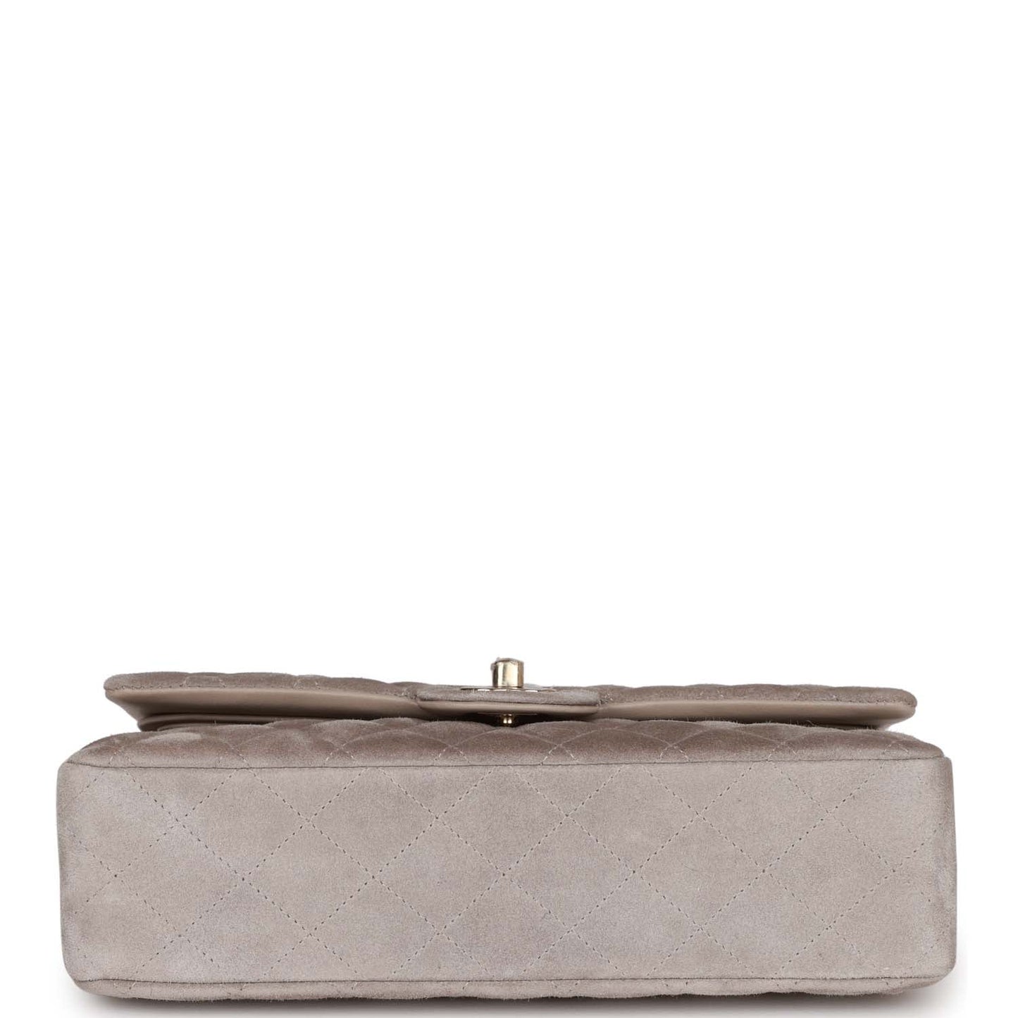 Chanel Medium Classic Double Flap Bag Grey Suede Light Gold Hardware