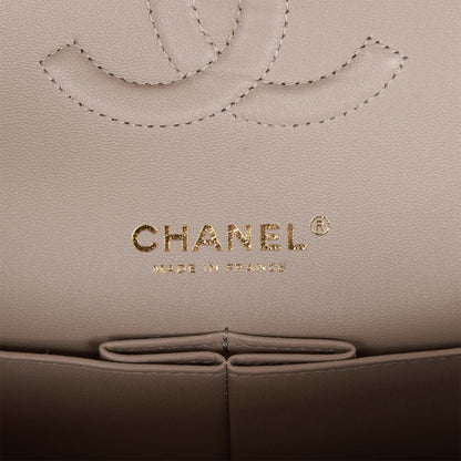 Chanel Medium Classic Double Flap Bag Grey Suede Light Gold Hardware