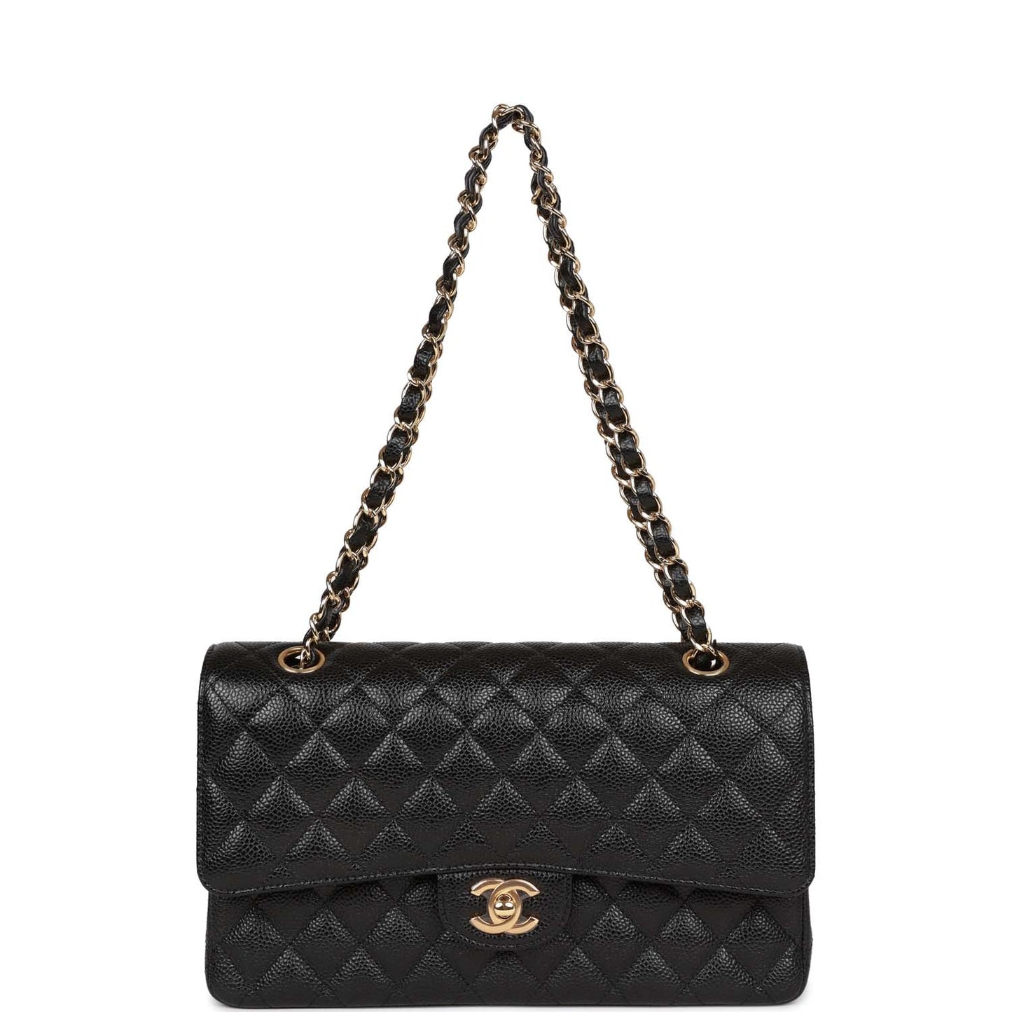 Chanel Medium Classic Double Flap Bag Black Caviar Gold Hardware