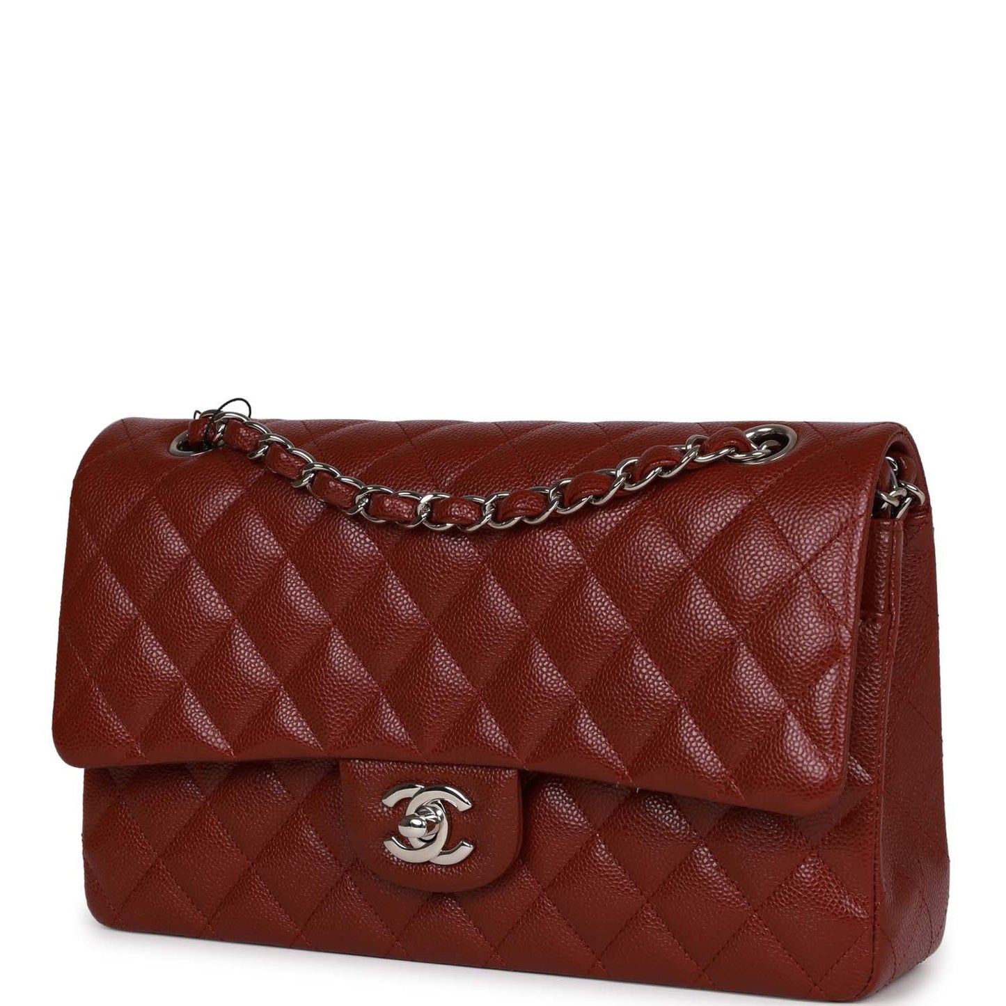 Chanel Medium Classic Double Flap Bag Burgundy Caviar Silver Hardware