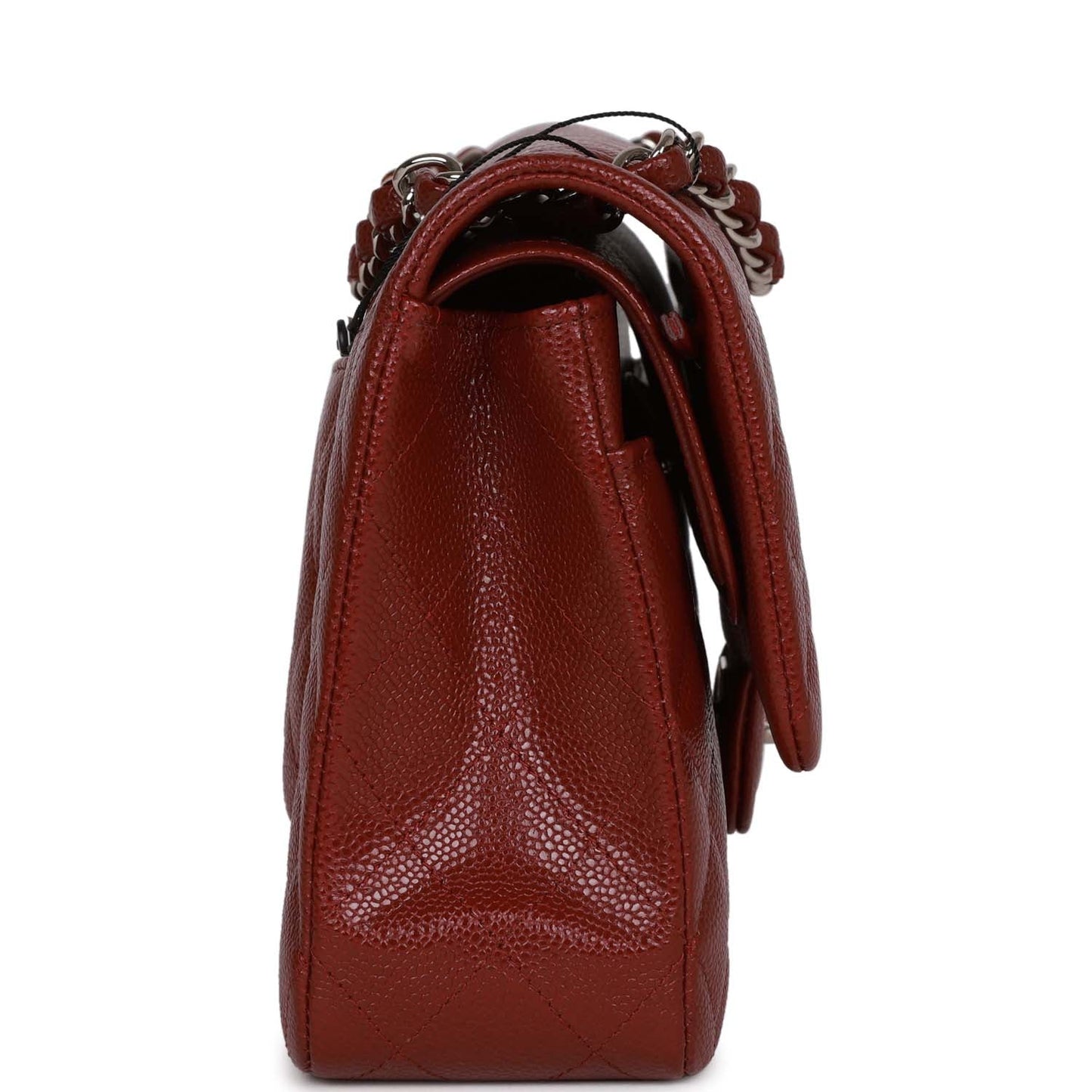 Chanel Medium Classic Double Flap Bag Burgundy Caviar Silver Hardware