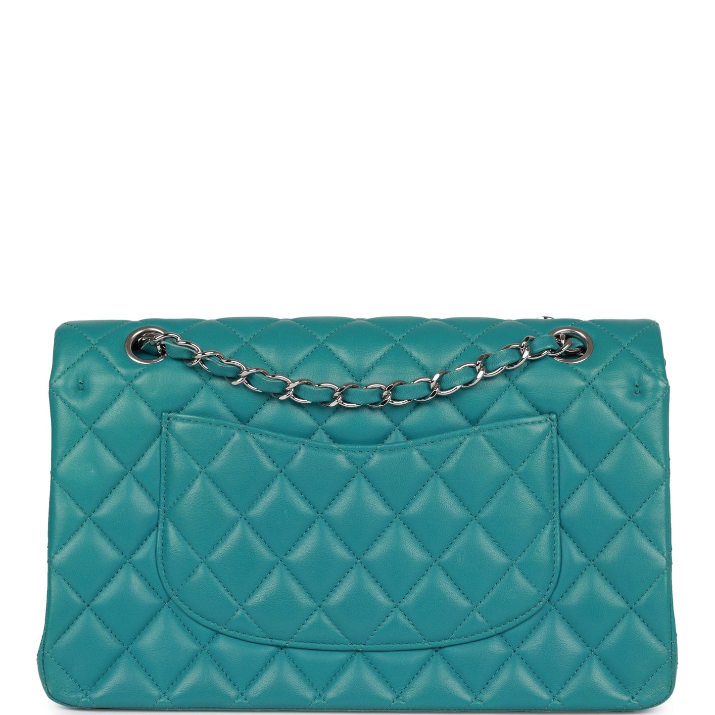 Chanel Medium Classic Double Flap Bag Blue Lambskin Silver Hardware