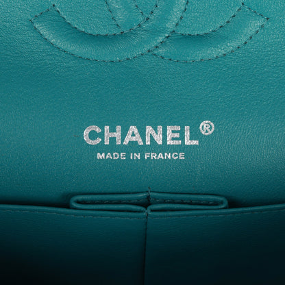 Chanel Medium Classic Double Flap Bag Blue Lambskin Silver Hardware