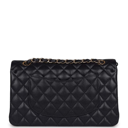 Chanel Medium Classic Double Flap Bag Navy Caviar Light Gold Hardware