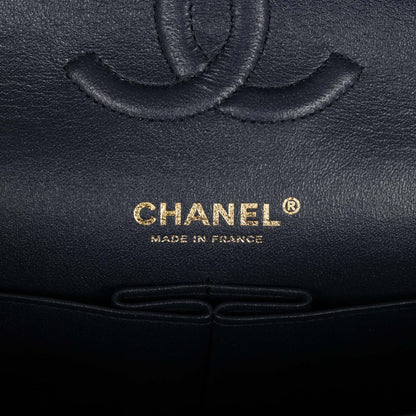 Chanel Medium Classic Double Flap Bag Navy Caviar Light Gold Hardware
