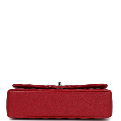 Chanel Medium Classic Double Flap Dark Red Caviar Silver Hardware