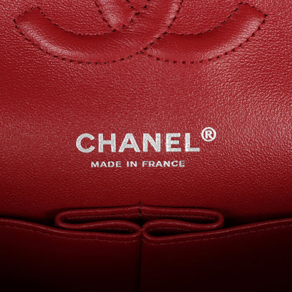 Chanel Medium Classic Double Flap Dark Red Caviar Silver Hardware