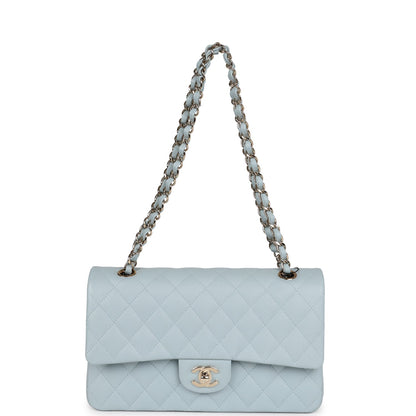 Chanel Medium Classic Double Flap Light Blue Caviar Light Gold Hardware