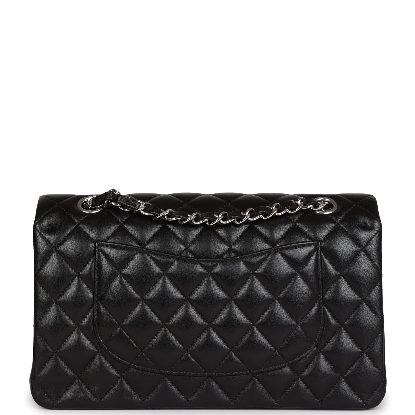 Chanel Medium Classic Double Flap Black Lambskin Silver Hardware