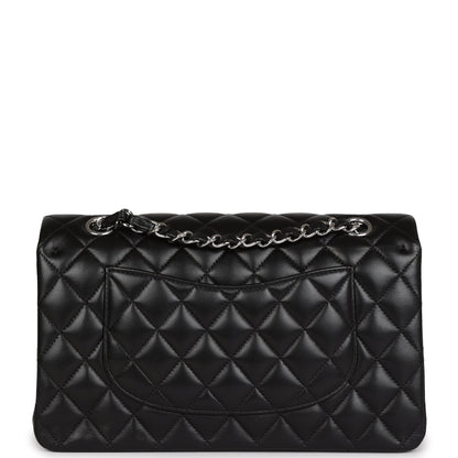 Chanel Medium Classic Double Flap Black Lambskin Silver Hardware