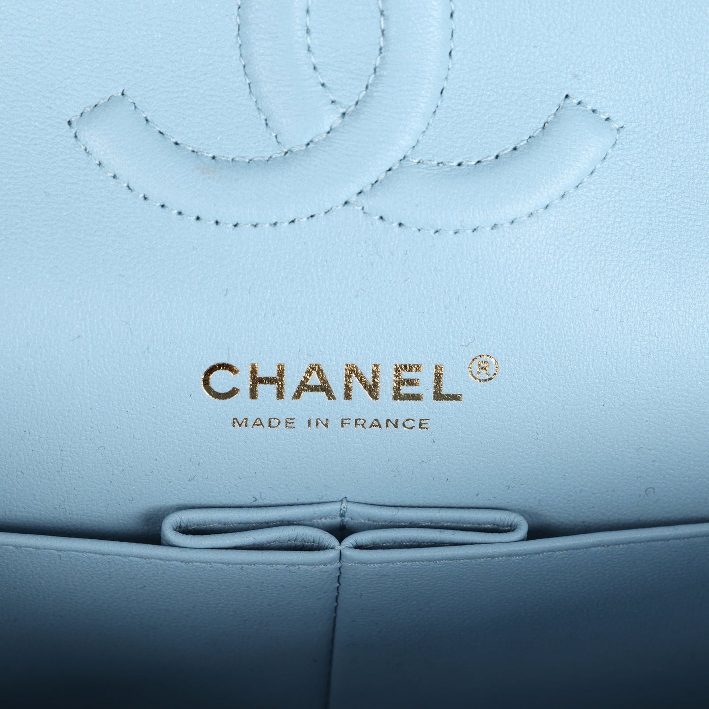 Chanel Medium Classic Double Flap Bag Blue Iridescent Calfskin Gold Hardware