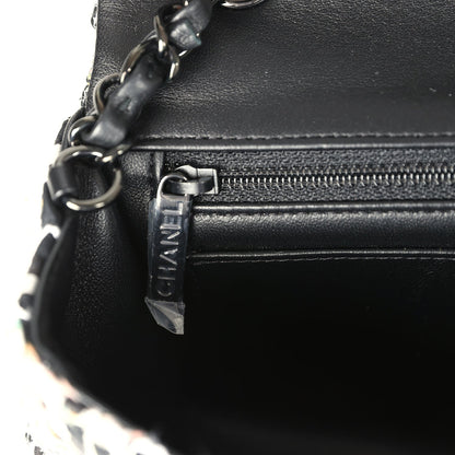 Chanel Mini Classic Flap Black and White Tweed Black Hardware