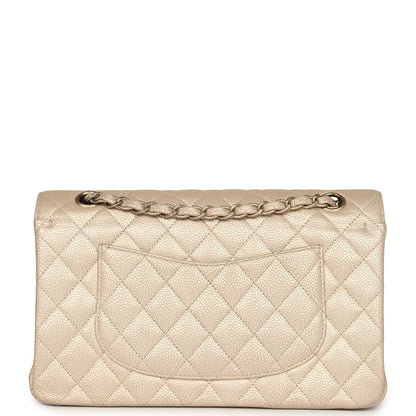 Chanel Medium Classic Double Flap Pearly Beige Caviar Gold Hardware