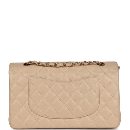 Chanel Medium Classic Double Flap Beige Caviar Gold Hardware