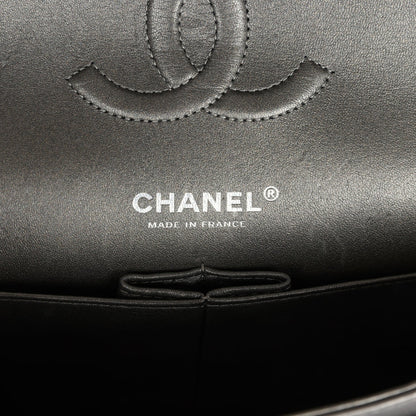 Chanel Medium Classic Double Flap Bag Metallic Grey Lambskin Silver Hardware