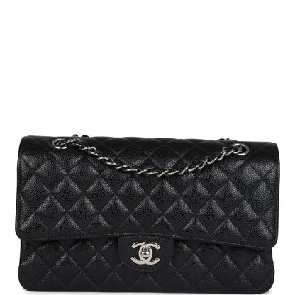Chanel Medium Classic Double Flap Black Caviar Silver Hardware