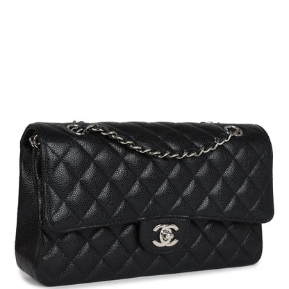 Chanel Medium Classic Double Flap Black Caviar Silver Hardware