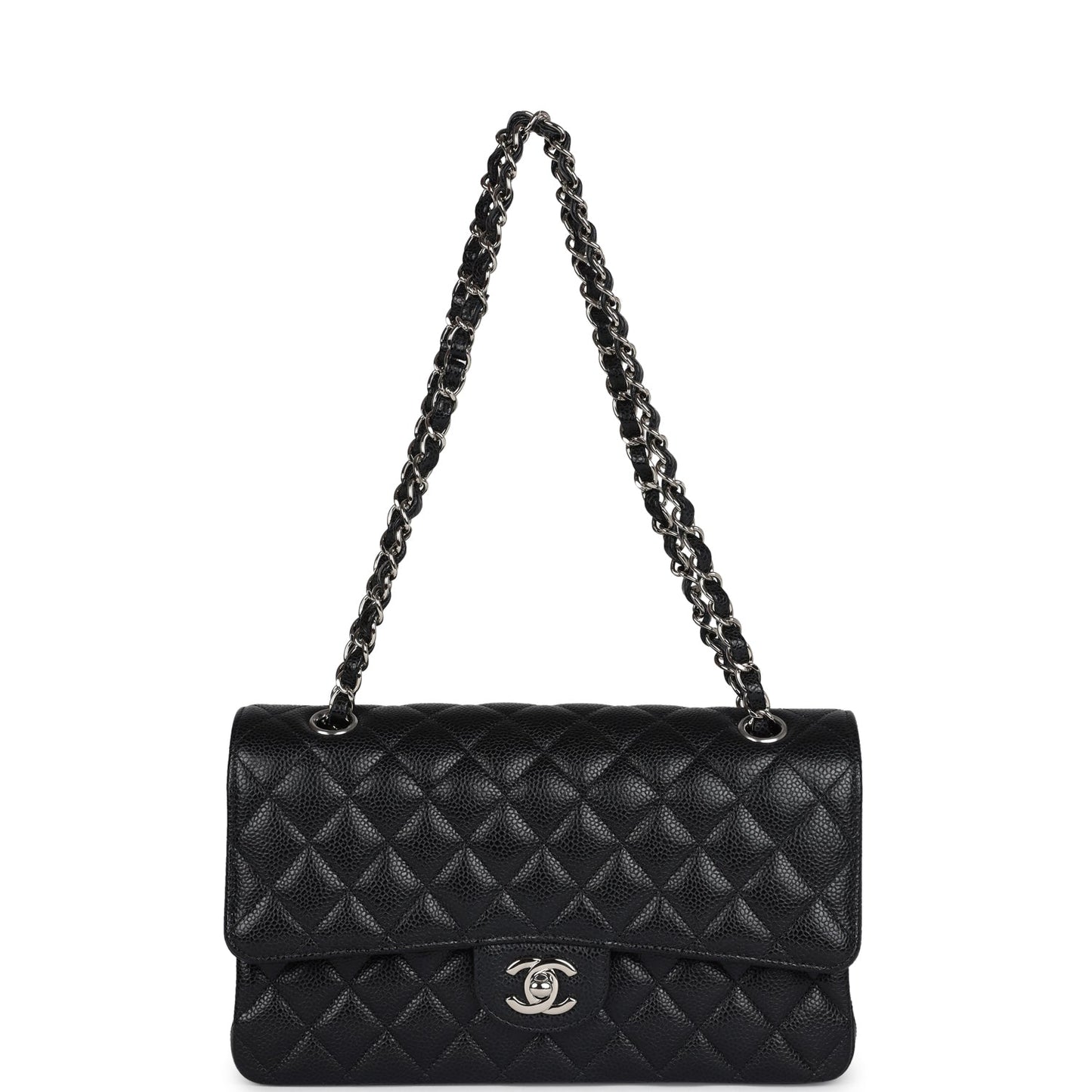 Chanel Medium Classic Double Flap Black Caviar Silver Hardware