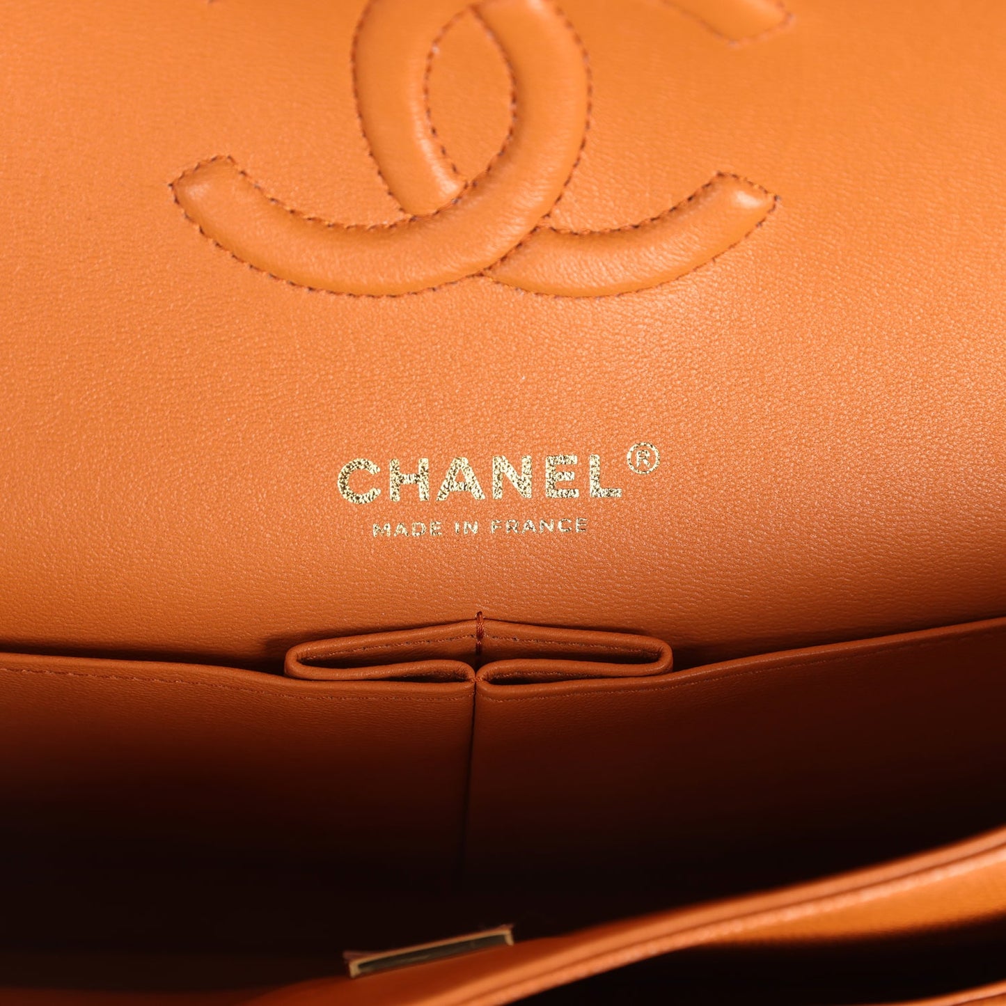 Chanel Medium Classic Double Flap Bag Caramel Caviar Light Gold Hardware