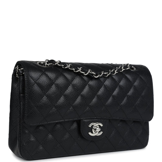 Chanel Medium Classic Double Flap Black Caviar Silver Hardware