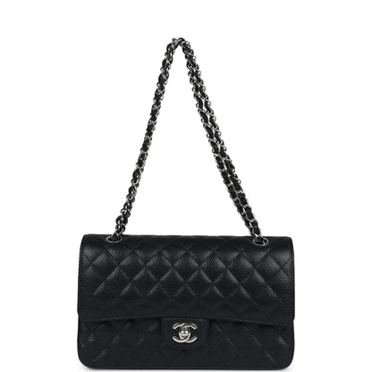 Chanel Medium Classic Double Flap Black Caviar Silver Hardware