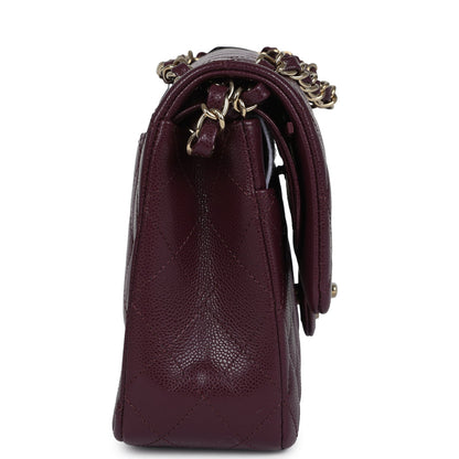 Chanel Medium Classic Double Flap Bag Burgundy Caviar Light Gold Hardware