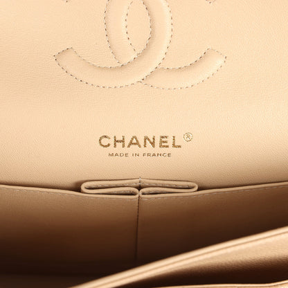 Chanel Medium Classic Double Flap Beige Caviar Gold Hardware