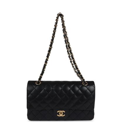 Chanel Medium Classic Double Flap Bag Black Lambskin Gold Hardware