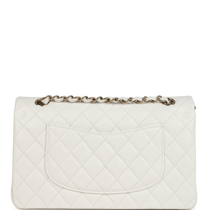 Chanel Medium Classic Double Flap White Caviar Light Gold Hardware