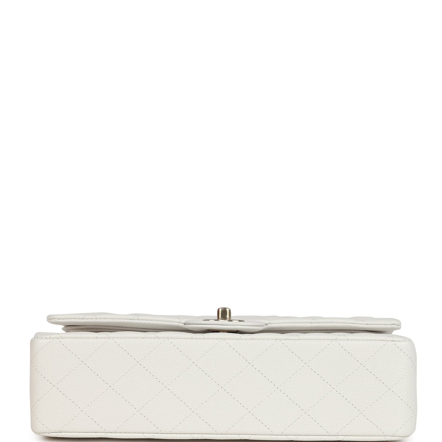 Chanel Medium Classic Double Flap White Caviar Light Gold Hardware