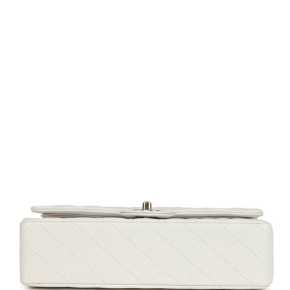 Chanel Medium Classic Double Flap White Caviar Light Gold Hardware