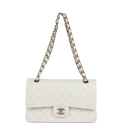 Chanel Medium Classic Double Flap White Caviar Light Gold Hardware