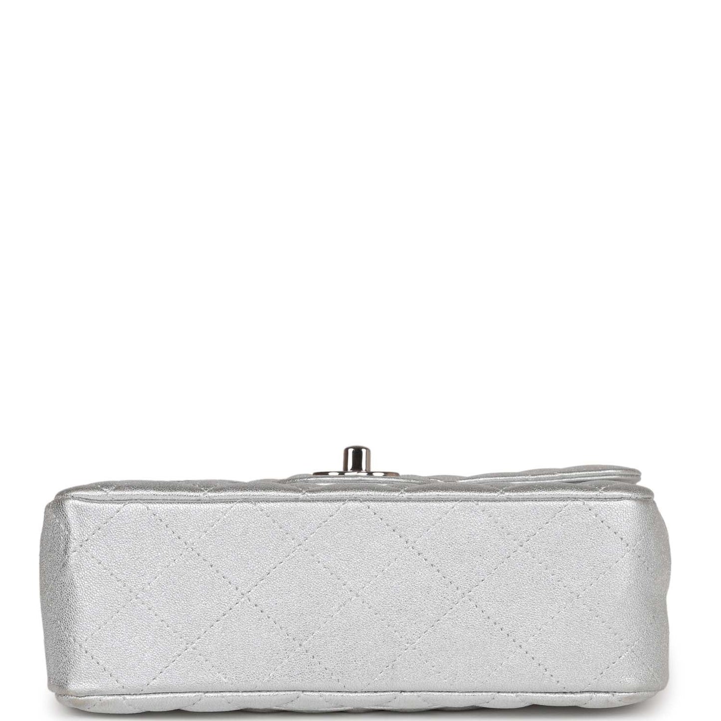 Chanel Mini Rectangular Flap Bag Silver Calfskin Silver Hardware