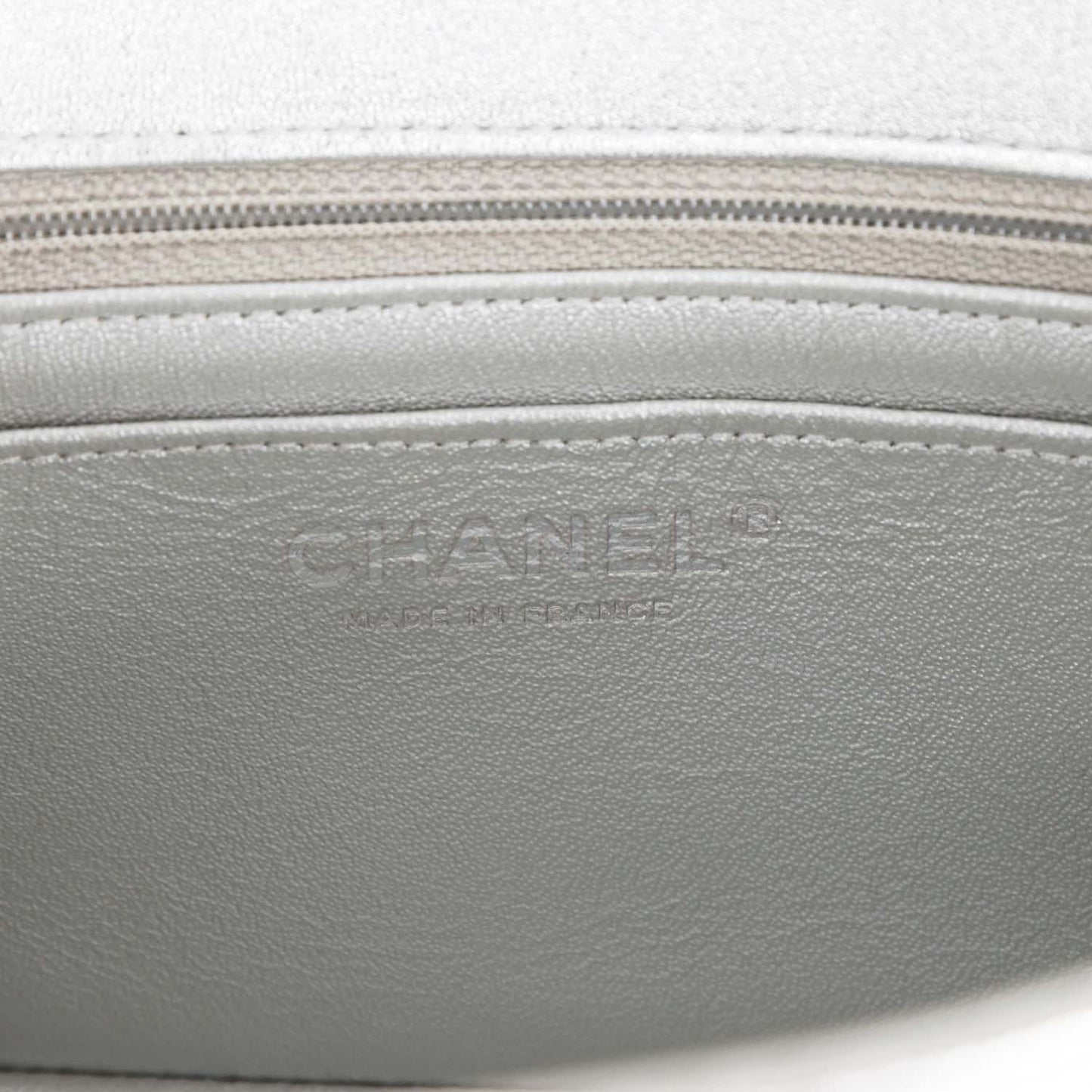 Chanel Mini Rectangular Flap Bag Silver Calfskin Silver Hardware