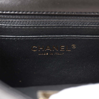 Chanel Mini Square Flap Bag Black Lambskin Light Gold Hardware