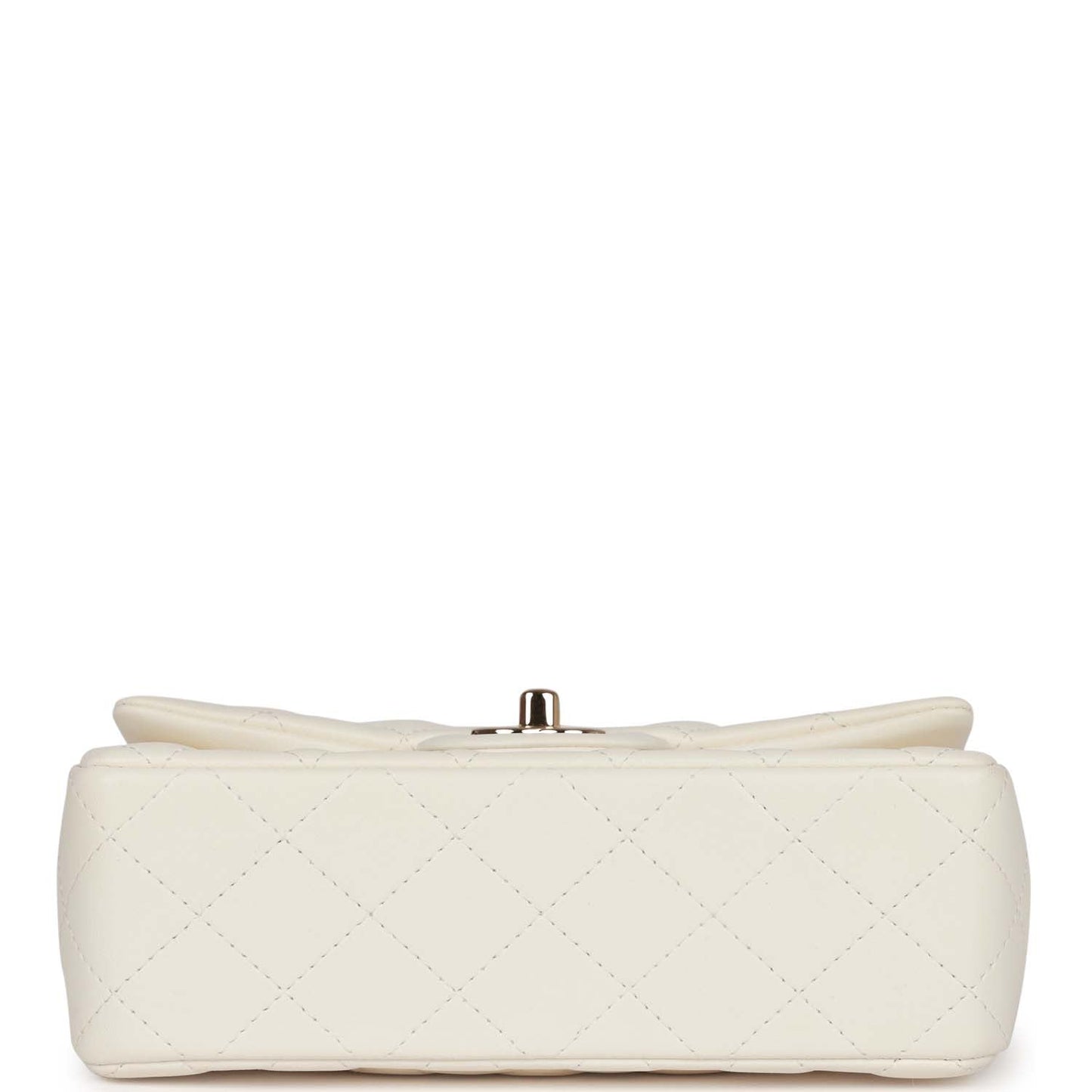 Chanel Mini Rectangular Flap Bag White Lambskin Light Gold Hardware