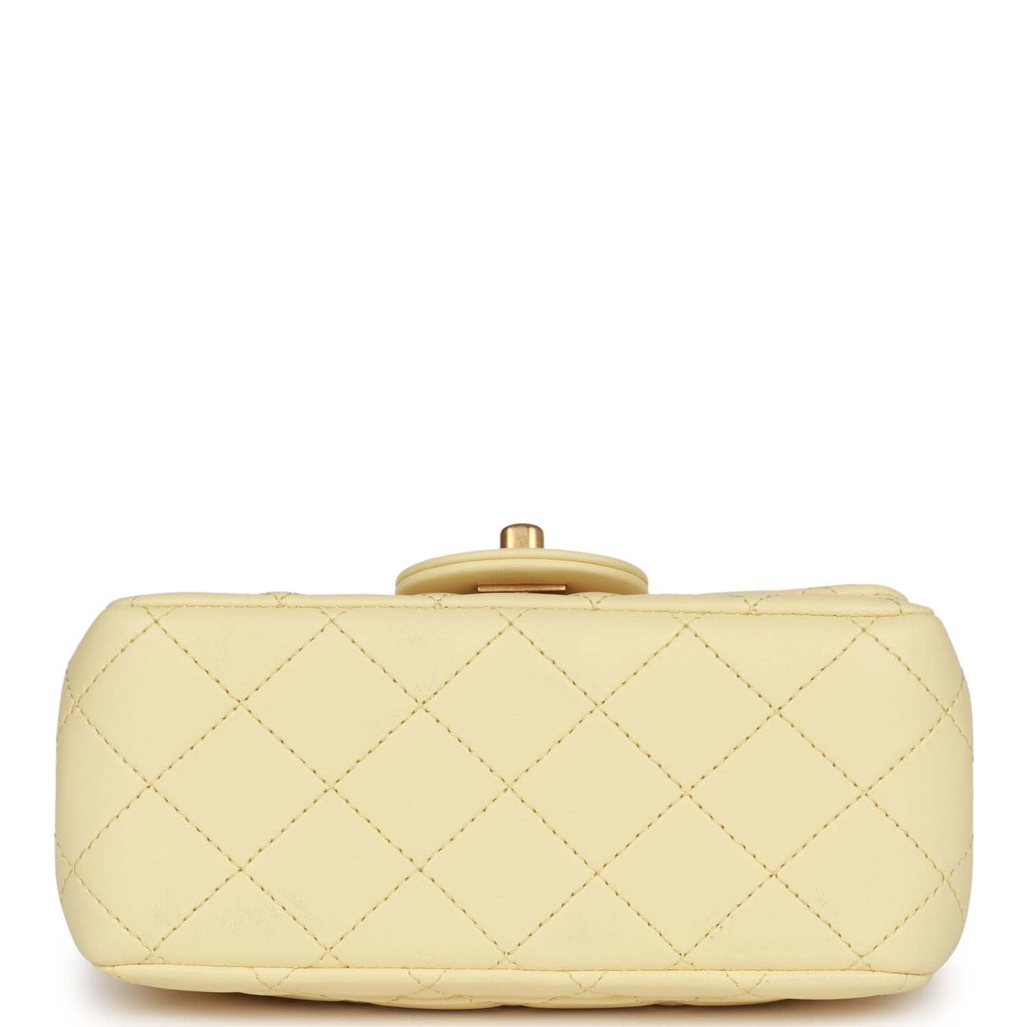 Chanel Camellia Crush Mini Square Flap Yellow Lambskin Antique Gold Hardware