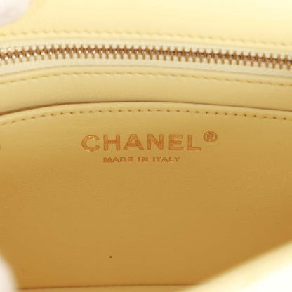 Chanel Camellia Crush Mini Square Flap Yellow Lambskin Antique Gold Hardware