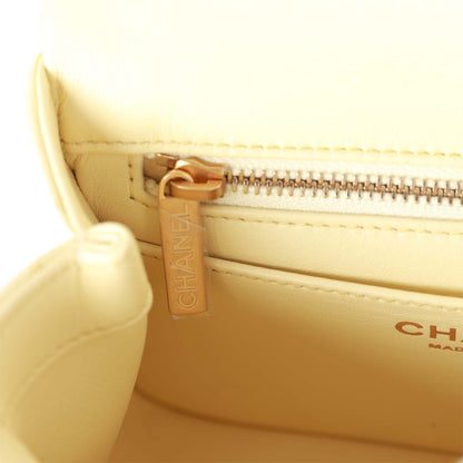 Chanel Camellia Crush Mini Square Flap Yellow Lambskin Antique Gold Hardware