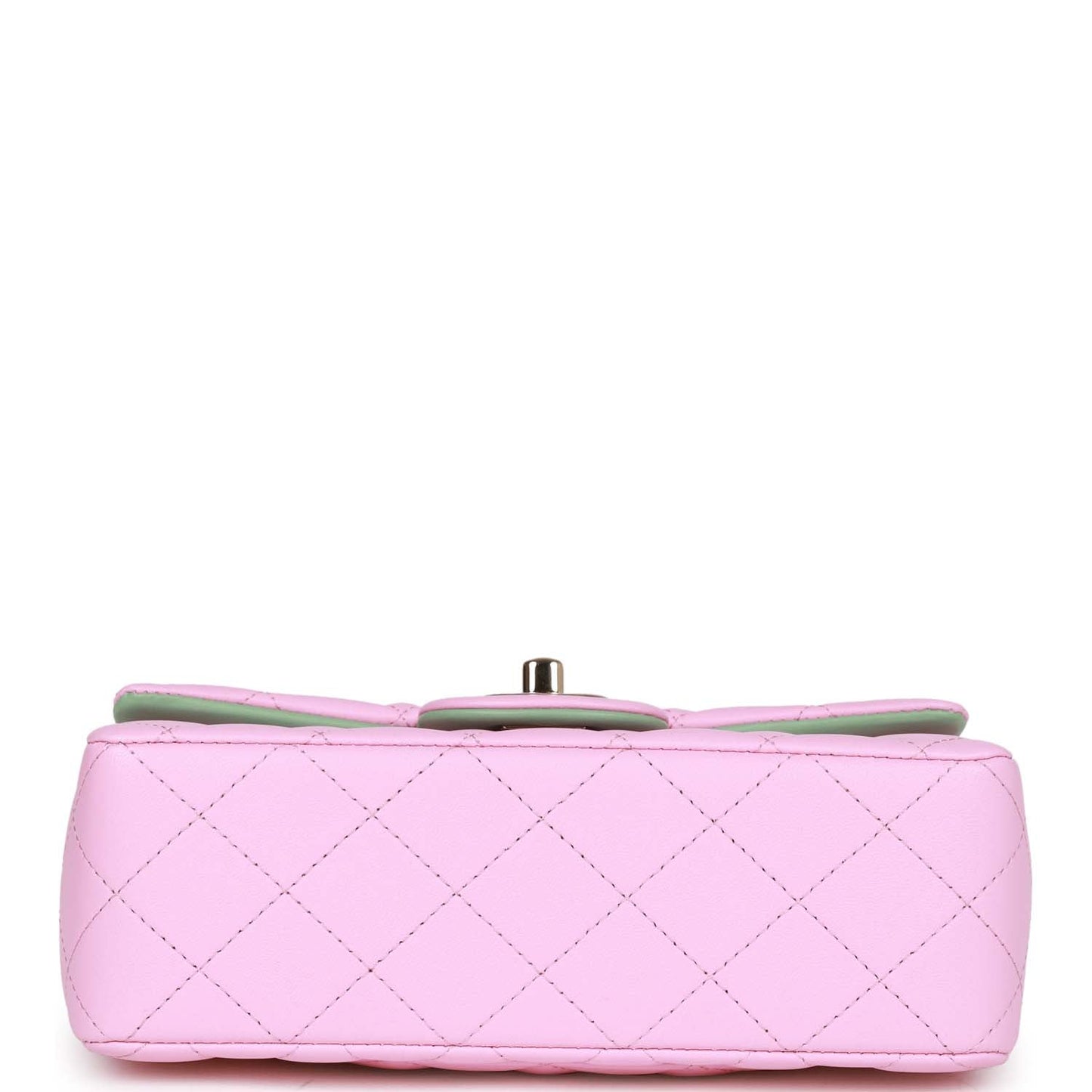 Chanel Mini Rectangular Flap with Top Handle Pink and Green Lambskin Light Gold Hardware