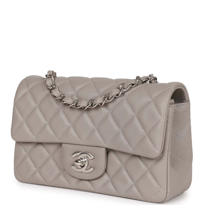 Chanel Mini Rectangular Flap Grey Lambskin Silver Hardware