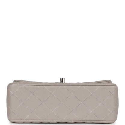 Chanel Mini Rectangular Flap Grey Lambskin Silver Hardware