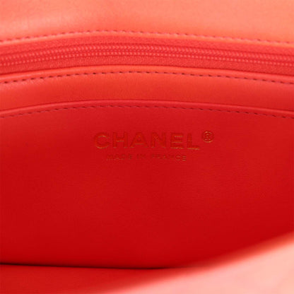 Chanel Mini Rectangular Top Handle Coral Ombre Lambskin Aged Gold Hardware