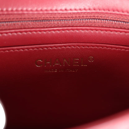 Chanel Mini Classic Square Flap Burgundy Lambskin Gold Hardware