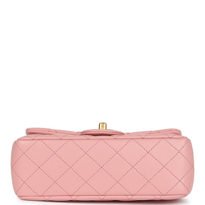 Chanel Mini Pearl Crush Rectangular Flap Dark Pink Lambskin Brushed Gold Hardware