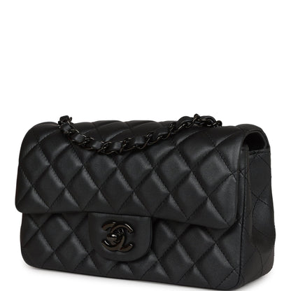 Chanel Mini Rectangular Flap So Black Iridescent Lambskin Black Hardware